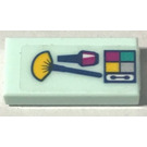 LEGO Light Aqua Tile 1 x 2 with make-up brushes Sticker with Groove (3069)