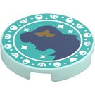 LEGO Light Aqua Tile 2 x 2 Round with Ariel Silhouette with Bottom Stud Holder (14769 / 106663)