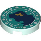 LEGO Light Aqua Tile 2 x 2 Round with Ariel Silhouette with Bottom Stud Holder (14769 / 106663)