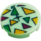 LEGO Light Aqua Tile 2 x 2 Round with Cushion, Triangles Sticker with Bottom Stud Holder (14769)