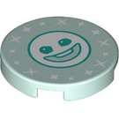 LEGO Light Aqua Tile 2 x 2 Round with Snowball smile with Bottom Stud Holder (14769 / 106640)