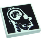 LEGO Light Aqua Tile 2 x 2 with Homer Simpsons Head X-Ray with Groove (3068 / 20919)