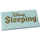 LEGO Licht Aqua Tegel 2 x 4 met 'Disney', 'Sleeping' Sticker (87079)