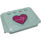 LEGO Light Aqua Wedge 4 x 6 Curved with Heartbeat on Magenta Heart Sticker (52031)