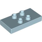 LEGO Lichtblauw Duplo Tegel 2 x 4 x 0.33 met 4 Midden Studs (Dik) (6413)