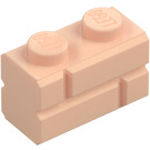 LEGO Vaalea ihonvärinen Palikka 1 x 2 jossa Embossed Bricks (98283)