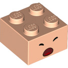 LEGO Light Flesh Brick 2 x 2 with Scared Toad Face (3003 / 95010)