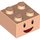 LEGO Light Flesh Brick 2 x 2 with Toad Face with smile (3003 / 94290)