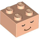 LEGO Light Flesh Brick 2 x 2 with Toad Face with Smile and Closed Eyes (3003 / 79549)