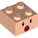 LEGO Leichtes Fleisch Backstein 2 x 2 mit Toad Open Mouth Gesicht (3003 / 79533)