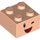 LEGO Leichtes Fleisch Backstein 2 x 2 mit Toad smiling Gesicht (3003 / 94666)