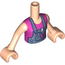 LEGO Light Flesh Emma, Denim Overall Skirt, Dark Pink Top Friends Torso (92456)