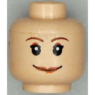 LEGO Lys hud Kvinne Hode med Brun Eyebrows og Rød Lips (Sikkerhetsknott) (14750 / 99197)