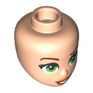LEGO Leichtes Fleisch Female Minidoll Kopf mit Bright Green Augen und Coral Lips (Riley) (92198 / 101086)