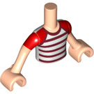 LEGO Leichtes Fleisch Friends Torso Male mit rot und Weiß Striped Shirt (11408 / 38556)