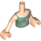 LEGO Licht vleeskleurig Friends Torso, met Zandgroen Top met Wit Bloemen Patroon (92456)