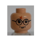 LEGO Beige Léger Harry Potter Tête avec Lunettes et Rouge Lightning Bolt (Clou de sécurité) (3626)