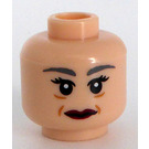 LEGO Light Flesh Head with Madame Hooch Decoration (Gray Eyebrows) (Recessed Solid Stud) (3626)