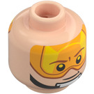 LEGO Lys hudfarvet Luke Skywalker Hoved med orange Beskyttelsesbriller og Chin Strap (Forsænket solid knops) (3626 / 47214)