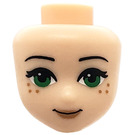 LEGO Leichtes Fleisch Minidoll Kopf mit Green Augen, Freckles, Pink Lips und geschlossen Mouth (20035 / 92198)