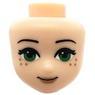 LEGO Light Flesh Minidoll Head with Green Eyes, Freckles, Pink Lips and Closed Mouth (20035 / 92198)