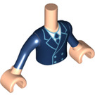 LEGO Licht vleeskleurig Minidoll Torso met Dark Blauw Jasje en Tie, Wit Shirt en Licht Vleeskleur Handen (11408 / 92456)