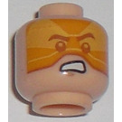 LEGO Světlá tělová Minifigurka Hlava Dual-Sided s Hnědá Eyebrows a Grimace, oranžová Hledí (Zapuštěný pevný cvoček) (3626)