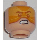 LEGO Light Flesh Minifigure Head Dual-Sided with Brown Eyebrows and Grimace, Orange Visor (Recessed Solid Stud) (3626)