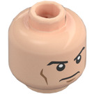 LEGO Lys hud Minifigur Hode med Svart Eyebrows, Cheek Lines og Rynke (Forsenket solid knott) (3626 / 76086)