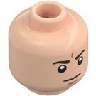 LEGO Light Flesh Minifigure Head with Brown Eyebrows and Frown (Recessed Solid Stud) (3626 / 21725)