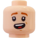 LEGO Lys hudfarvet Minifigur Hoved med Brun Eyebrows og Smile (Forsænket solid knops) (3626 / 69298)