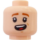 LEGO Leichtes Fleisch Minifigure Kopf mit Brown Eyebrows und Smile (Einbau-Vollbolzen) (3626 / 69298)
