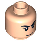 LEGO Beige Léger Minifigurine Tête avec Eyelashes et Incurvé Noir Eyebrows (Clou de sécurité) (3626 / 63161)