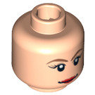 LEGO Light Flesh Minifigure Head with Eyelashes and Thin Red Lips (Safety Stud) (3626 / 63173)