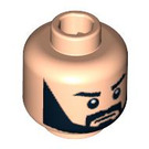 LEGO Leichtes Fleisch Minifigure Kopf mit Full Schwarz Beard (Sicherheitsbolzen) (3626 / 88572)