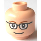 LEGO Helles Fleisch Minifigur Kopf mit Rectangular Brille (Sicherheitsnoppe) (13629 / 21025)