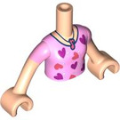 LEGO Light Flesh Paisley (Bright Pink Shirt with Coral/Dark Pink Hearts) Friends Torso (73141 / 92456)