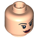 LEGO Licht Vleeskleurig Vlak Hoofd met Rood Lips, Smile   Angry (Verzonken Solid Stud) (10348 / 99868)