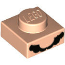 LEGO Leichtes Fleisch Platte 1 x 1 mit Schwarz Gebogen Line (3024 / 79876)