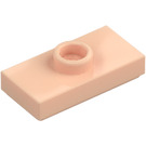 LEGO Carne chiaro Piastra 1 x 2 con 1 Bottoncino (con scanalatura e supporto per bottoncino inferiore) (15573 / 78823)