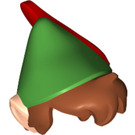 LEGO Leichtes Fleisch Pointed Ohren mit Dark Orange Haar und Green Hut und Feder (26224)