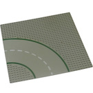 LEGO Lichtgrijs Grondplaat 32 x 32 Road 9-Nop Curve met Road Patroon