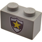 LEGO Light Gray Brick 1 x 2 with Badge with Bottom Tube (3004 / 83047)