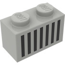 LEGO Light Gray Brick 1 x 2 with Black Grille with Bottom Tube (3004)