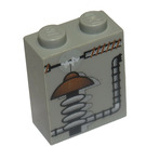 LEGO Lichtgrijs Steen 1 x 2 x 2 met Lab Equipment Sticker met binnenas houder (3245)
