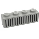 LEGO Lichtgrijs Steen 1 x 4 met Zwart 15 Bars Rooster (3010)