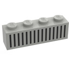 LEGO Light Gray Brick 1 x 4 with Black 15 Bars Grille (3010)