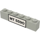 LEGO Light Gray Brick 1 x 6 with 'MT 5590' Sticker (3009)