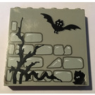 LEGO Light Gray Brick 1 x 6 x 5 with Stones, Twigs and Bat Sticker (3754)