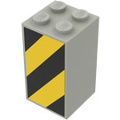 LEGO Light Gray Brick 2 x 2 x 3 with Yellow and Black Danger Stripes (left) Sticker (30145)